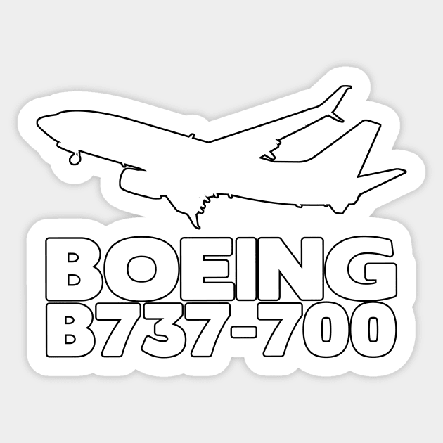 Boeing B737-700 Silhouette Print (White) Sticker by TheArtofFlying